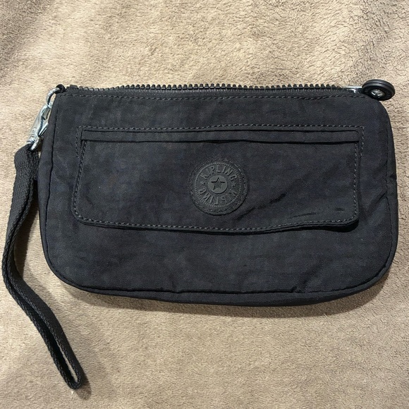 Kipling Black Wristlet with Front Pocket - Picture 1 of 6